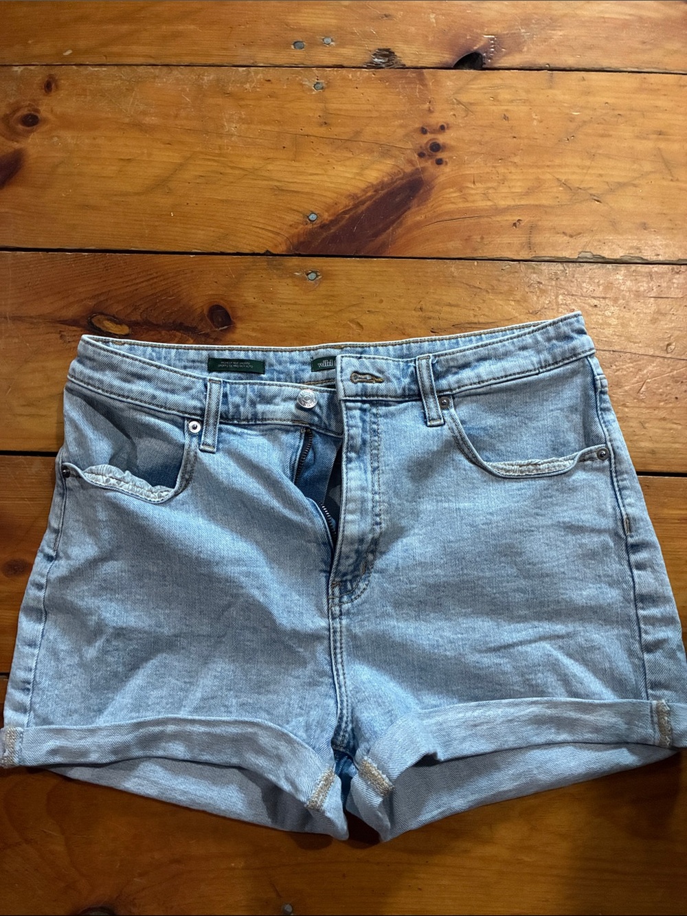wild fable Light Blue Denim High-Rise Rolled Hem Shorts